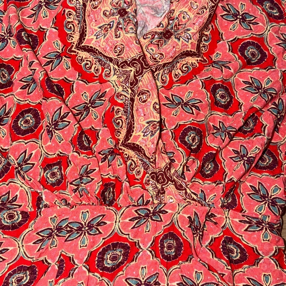 FREE PEOPLE Falling For You Top Hibiscus Combo Peplum Boho Wrap small - Picture 6 of 9